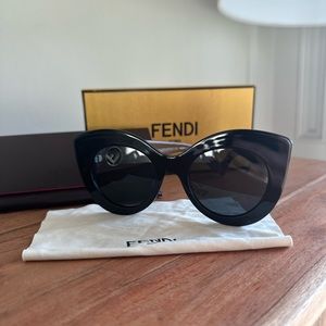FENDI Black Frame Brown Leg Sunglasses